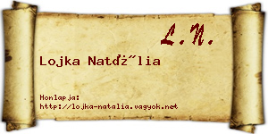 Lojka Natália névjegykártya